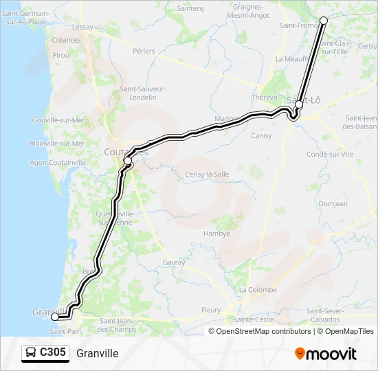Mapa de C305 de autobús