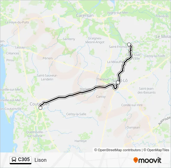 Mapa de C305 de autobús