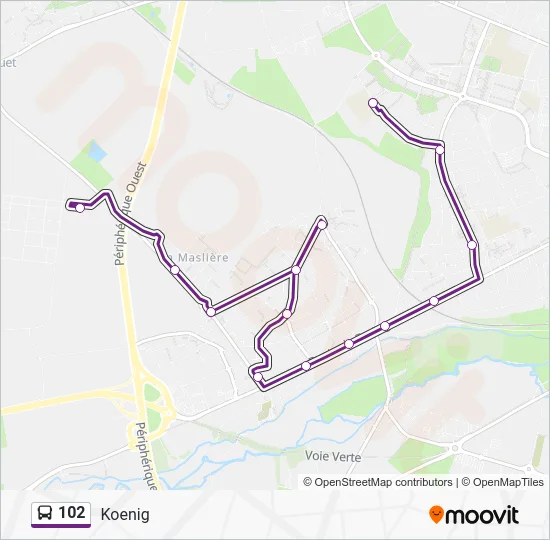 Mapa de 102 de autobús