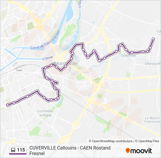 Plan de la ligne 115 de bus