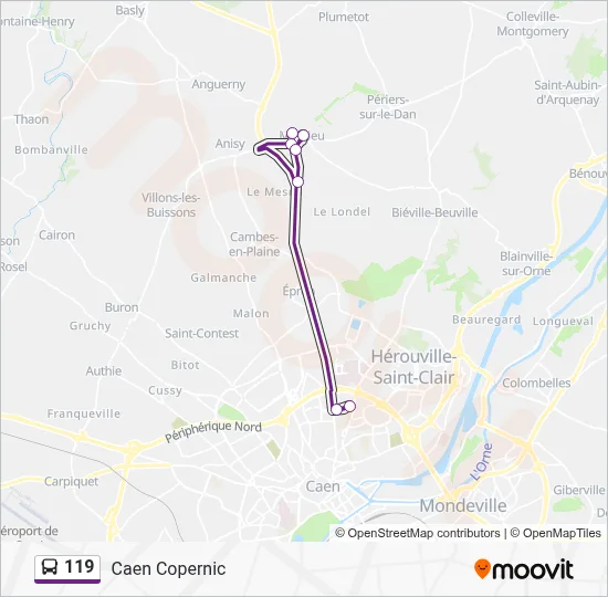 Plan de la ligne 119 de bus