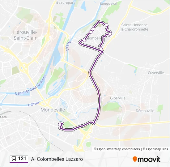 Plan de la ligne 121 de bus