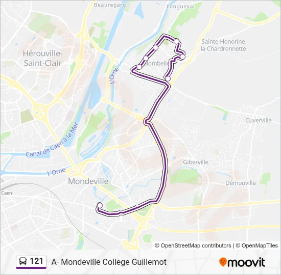 Plan de la ligne 121 de bus