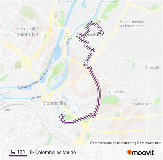 Plan de la ligne 121 de bus