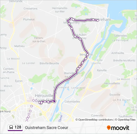 Plan de la ligne 128 de bus
