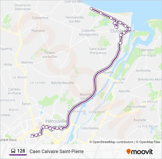 Plan de la ligne 128 de bus