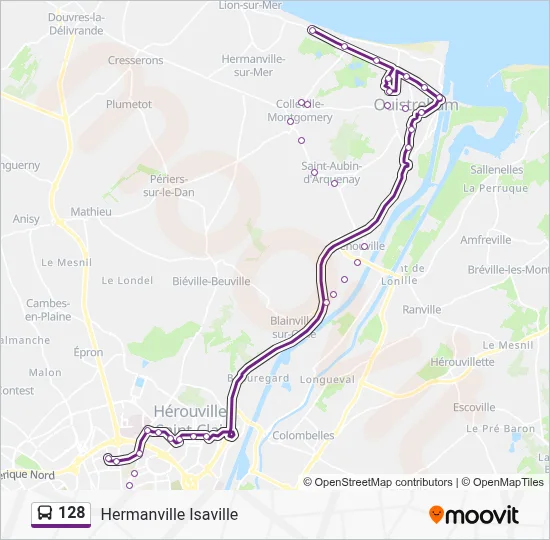 Plan de la ligne 128 de bus