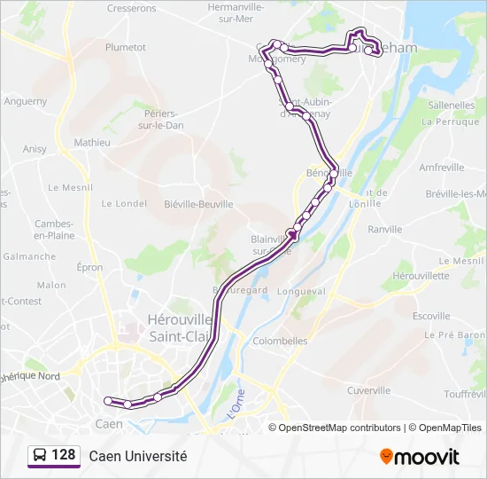 Plan de la ligne 128 de bus