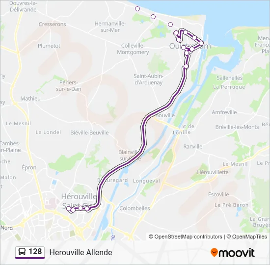 Plan de la ligne 128 de bus