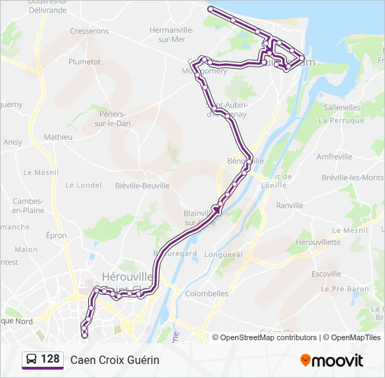 Plan de la ligne 128 de bus