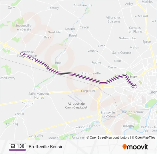 Plan de la ligne 130 de bus