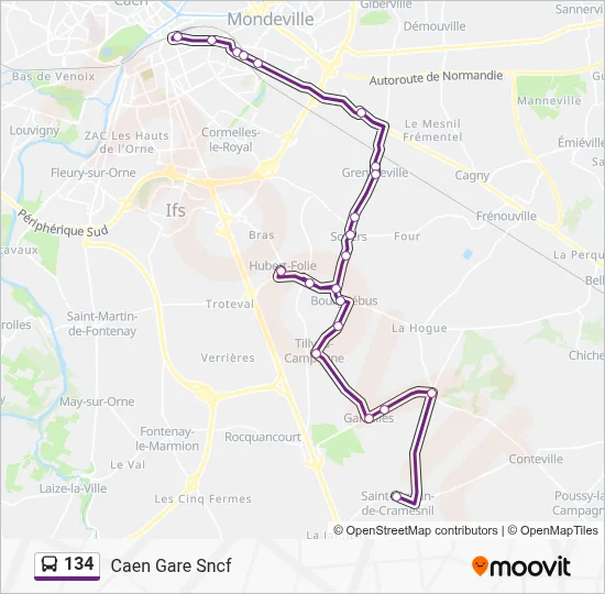 134 Bus Line Map