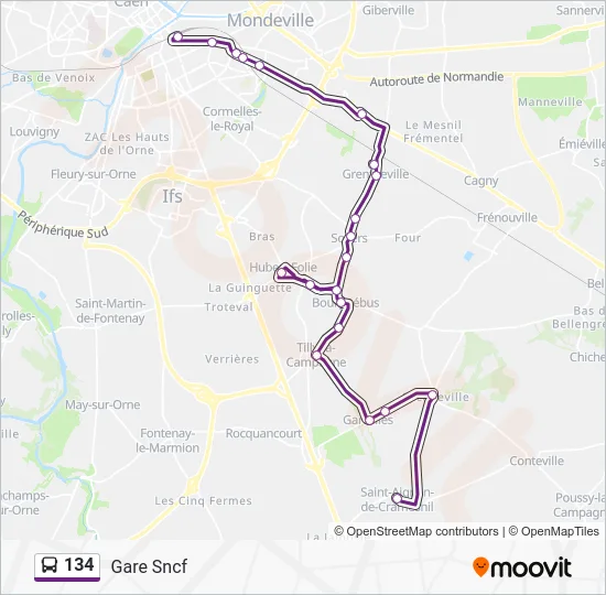 134 Bus Line Map