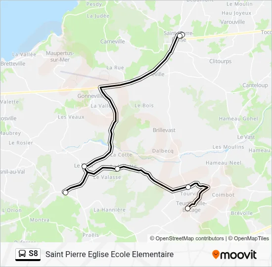 Plan de la ligne S8 de bus