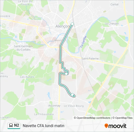 N2 Bus Line Map