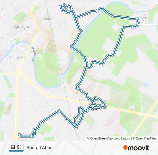 Mapa de S1 de autobús