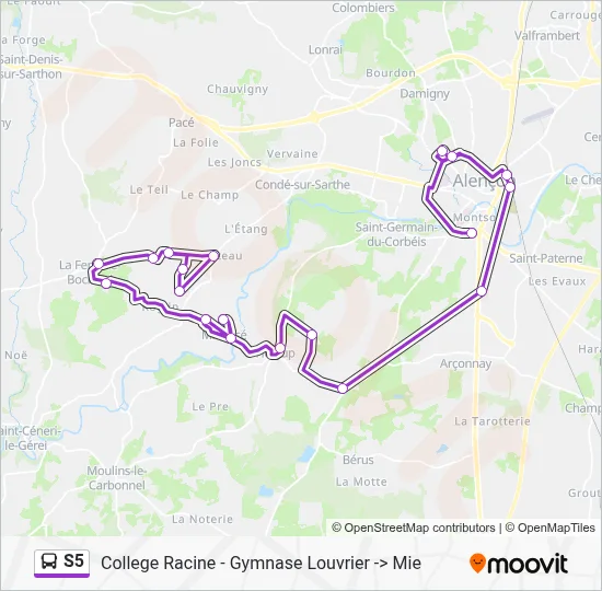 S5 Bus Line Map