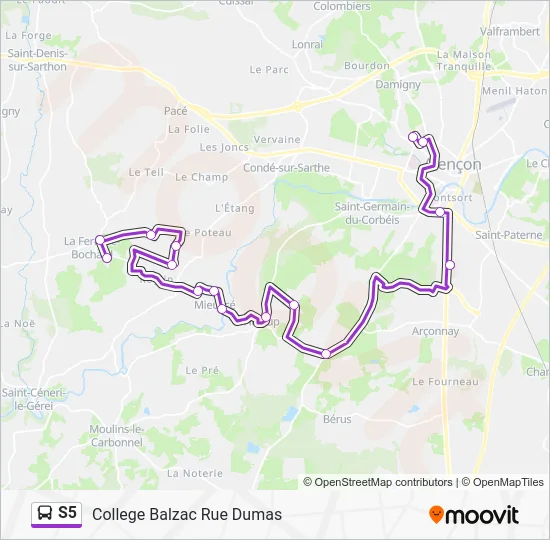 S5 Bus Line Map
