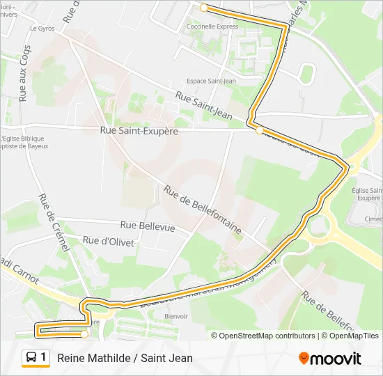 Plan de la ligne 1 de bus