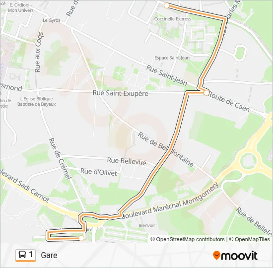 Plan de la ligne 1 de bus