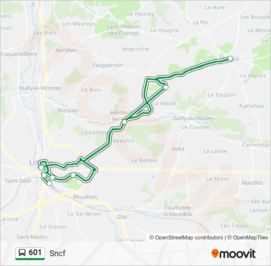Mapa de 601 de autobús