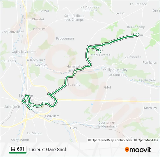 Plan de la ligne 601 de bus