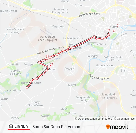 LIGNE 9 Bus Line Map