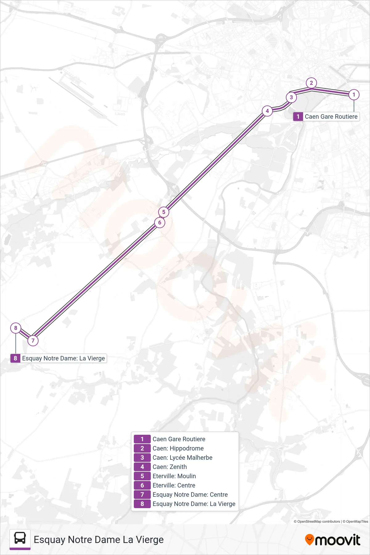 LIGNE 10 bus Line (Esquay Notre Dame La Vierge) route and stops on a map