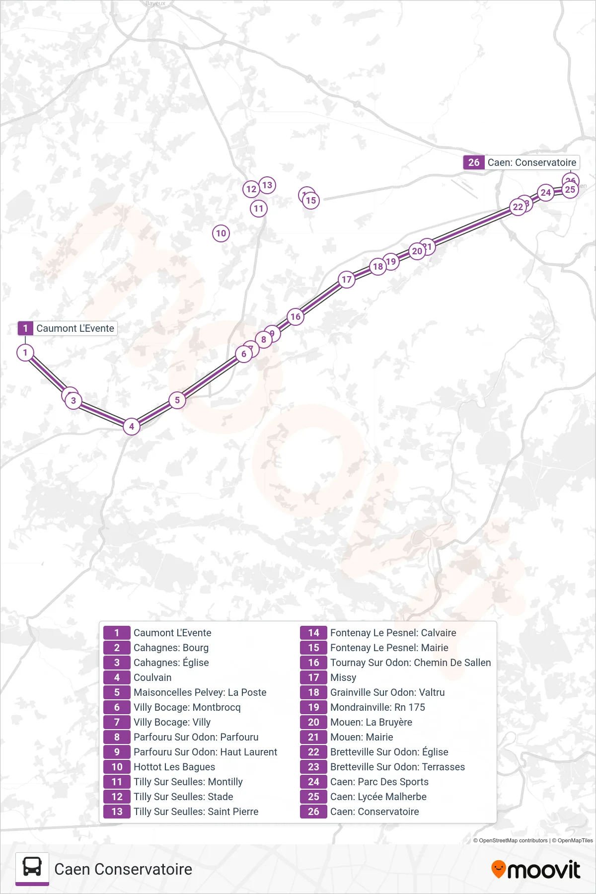 LIGNE 31 bus Line (Caen Conservatoire) route and stops on a map