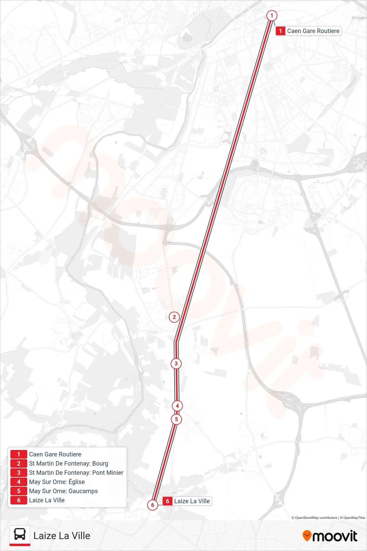 LIGNE 34 bus Line (Laize La Ville) route and stops on a map