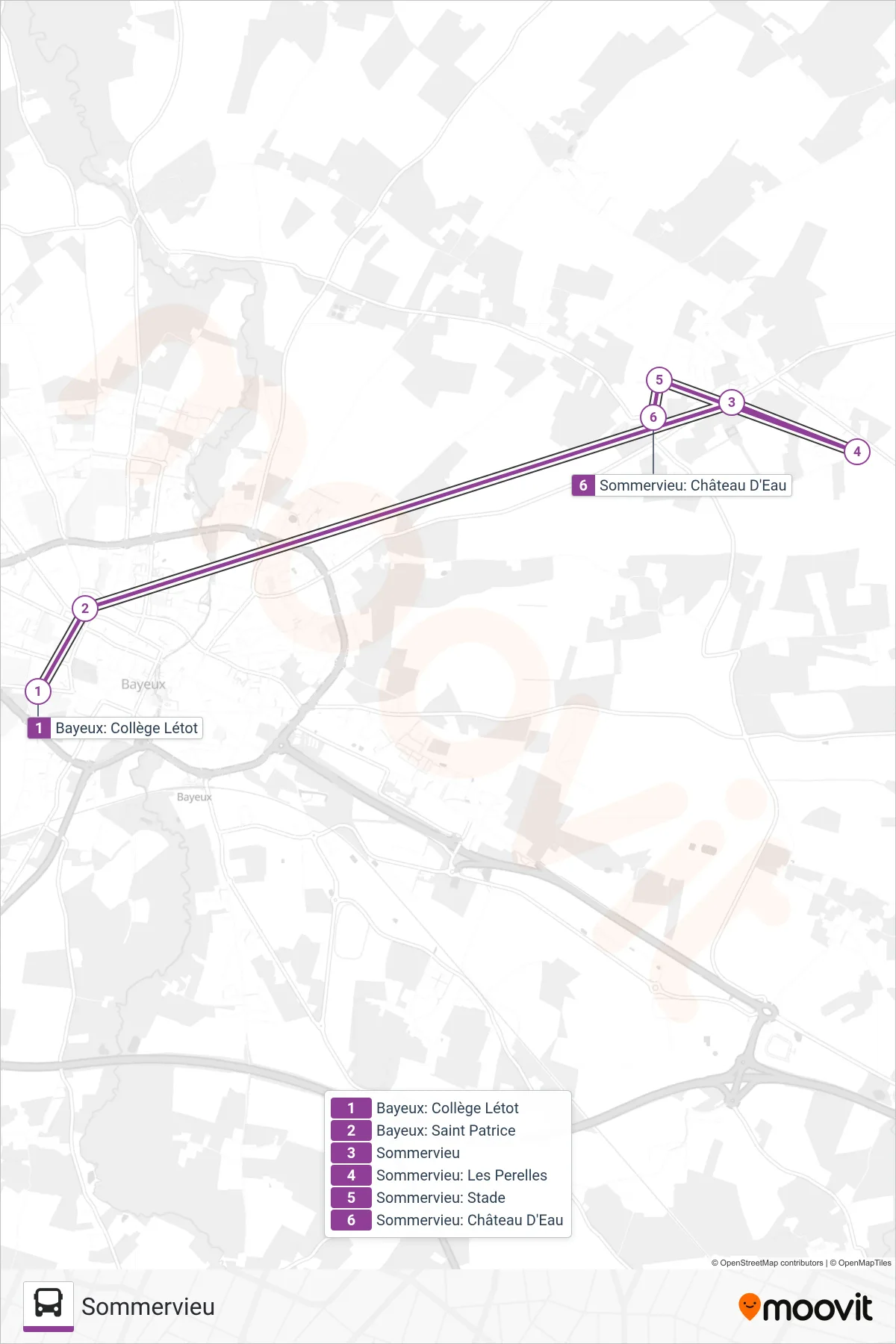 LIGNE 74 bus Line (Sommervieu) route and stops on a map