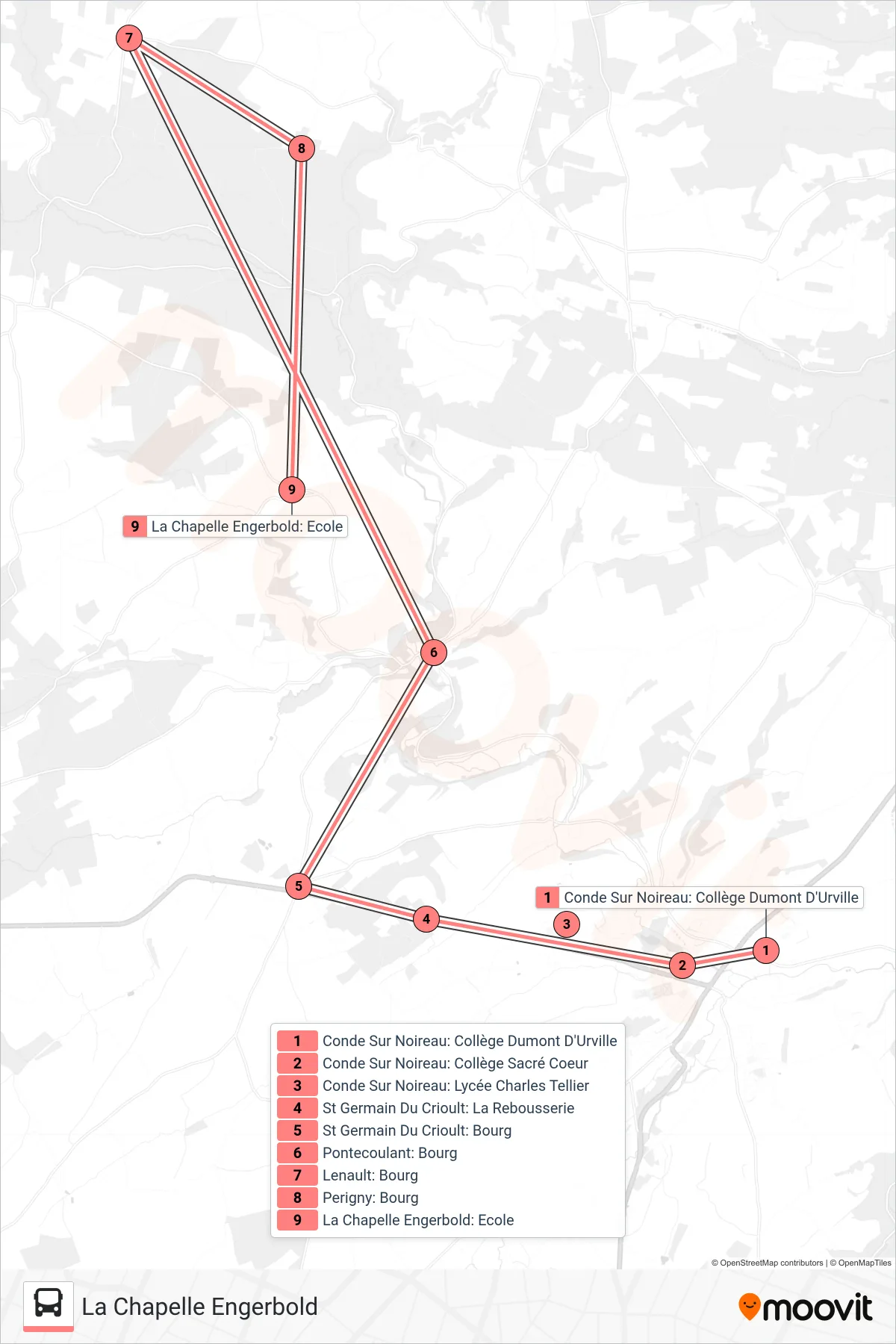 LIGNE 138 bus Line (La Chapelle Engerbold) route and stops on a map