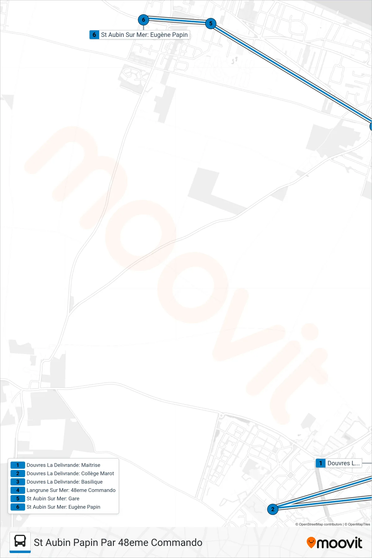 LIGNE 145 bus Line (St Aubin Papin Par 48eme Commando) route and stops on a map