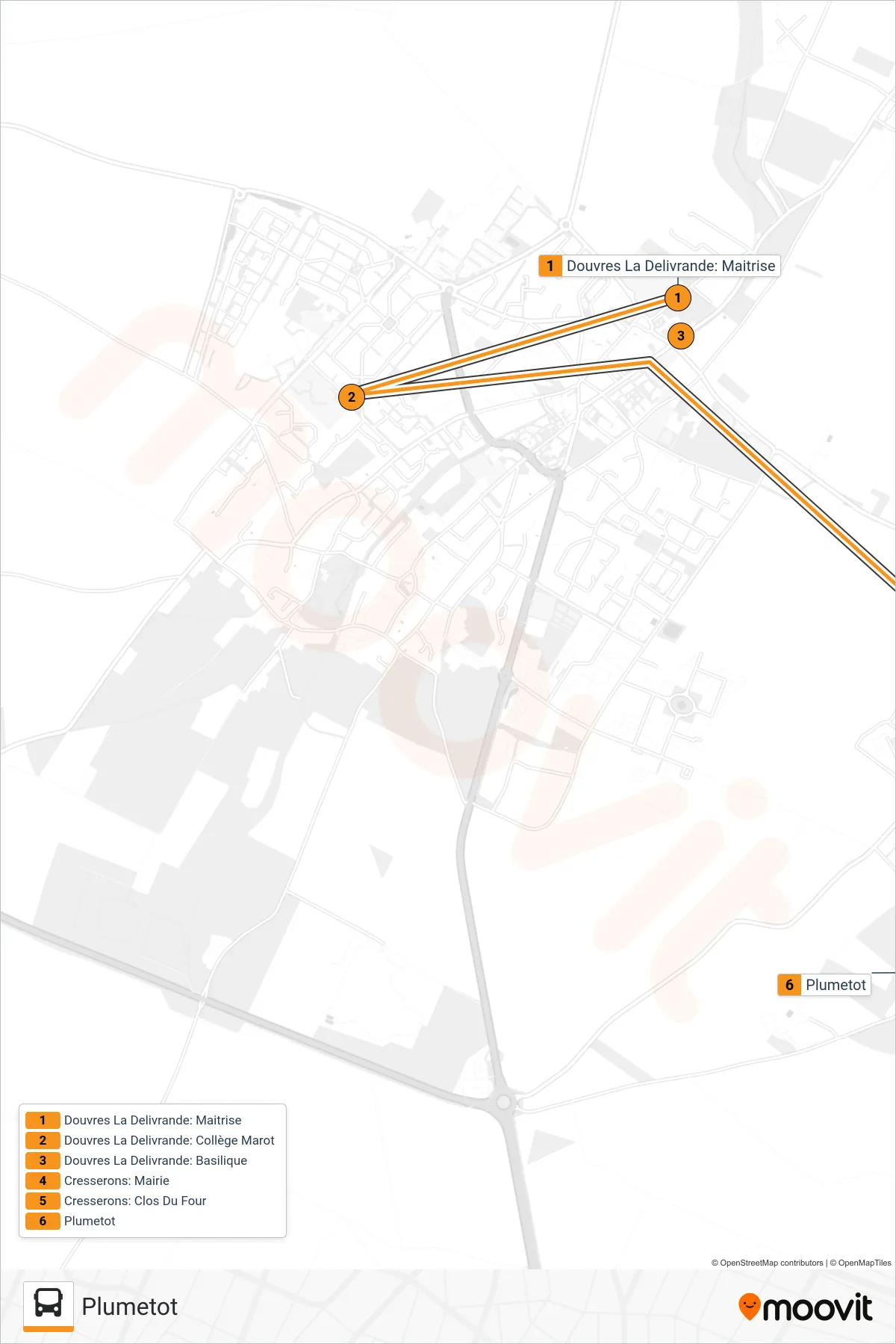 LIGNE 146 bus Line (Plumetot) route and stops on a map