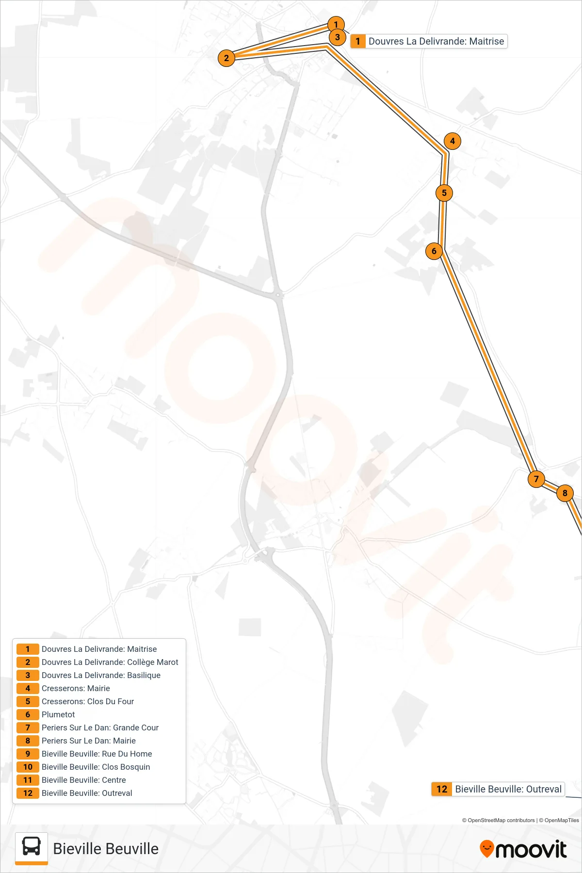 LIGNE 146 bus Line (Bieville Beuville) route and stops on a map
