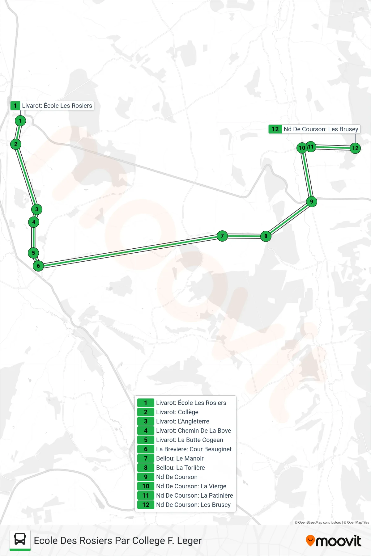 LIGNE 153 bus Line (Ecole Des Rosiers Par College F. Leger) route and stops on a map