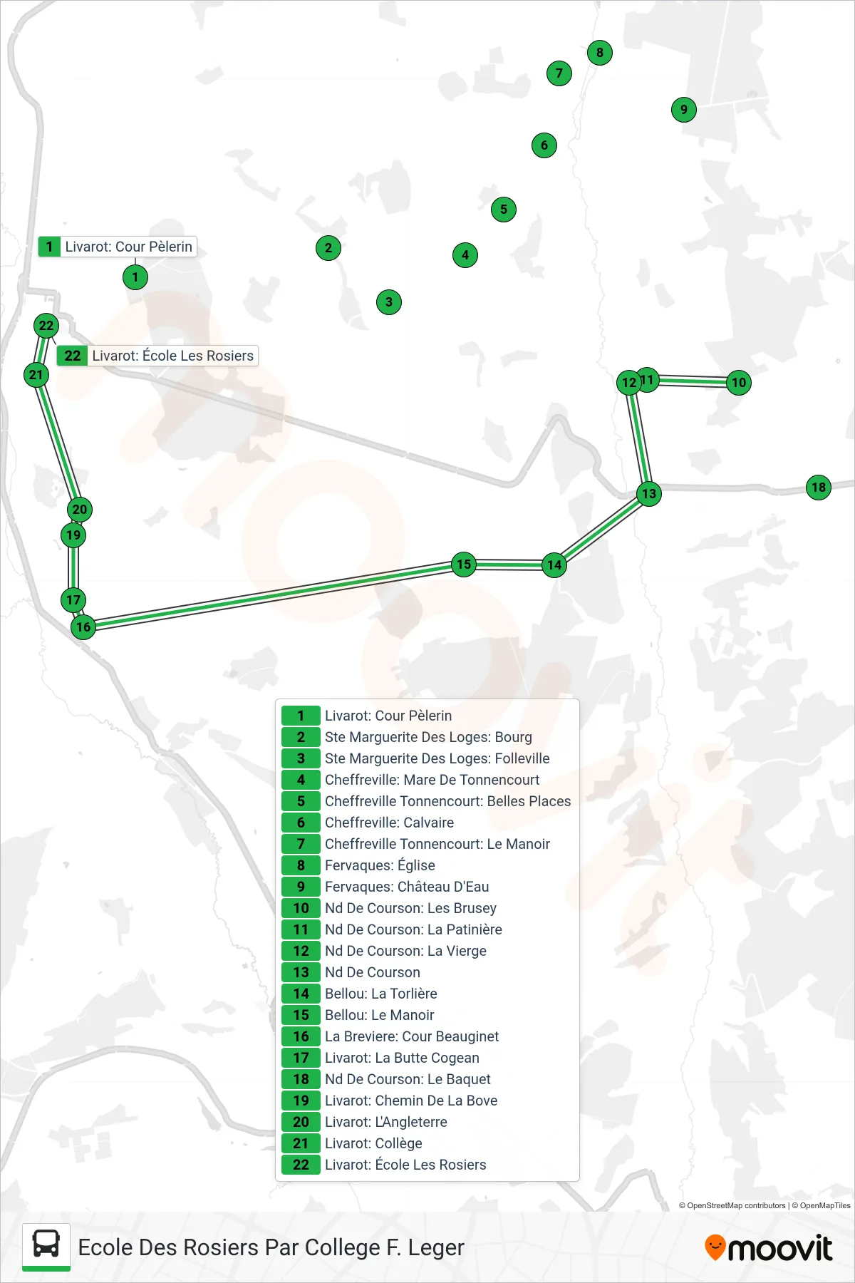 LIGNE 153 bus Line (Ecole Des Rosiers Par College F. Leger) route and stops on a map