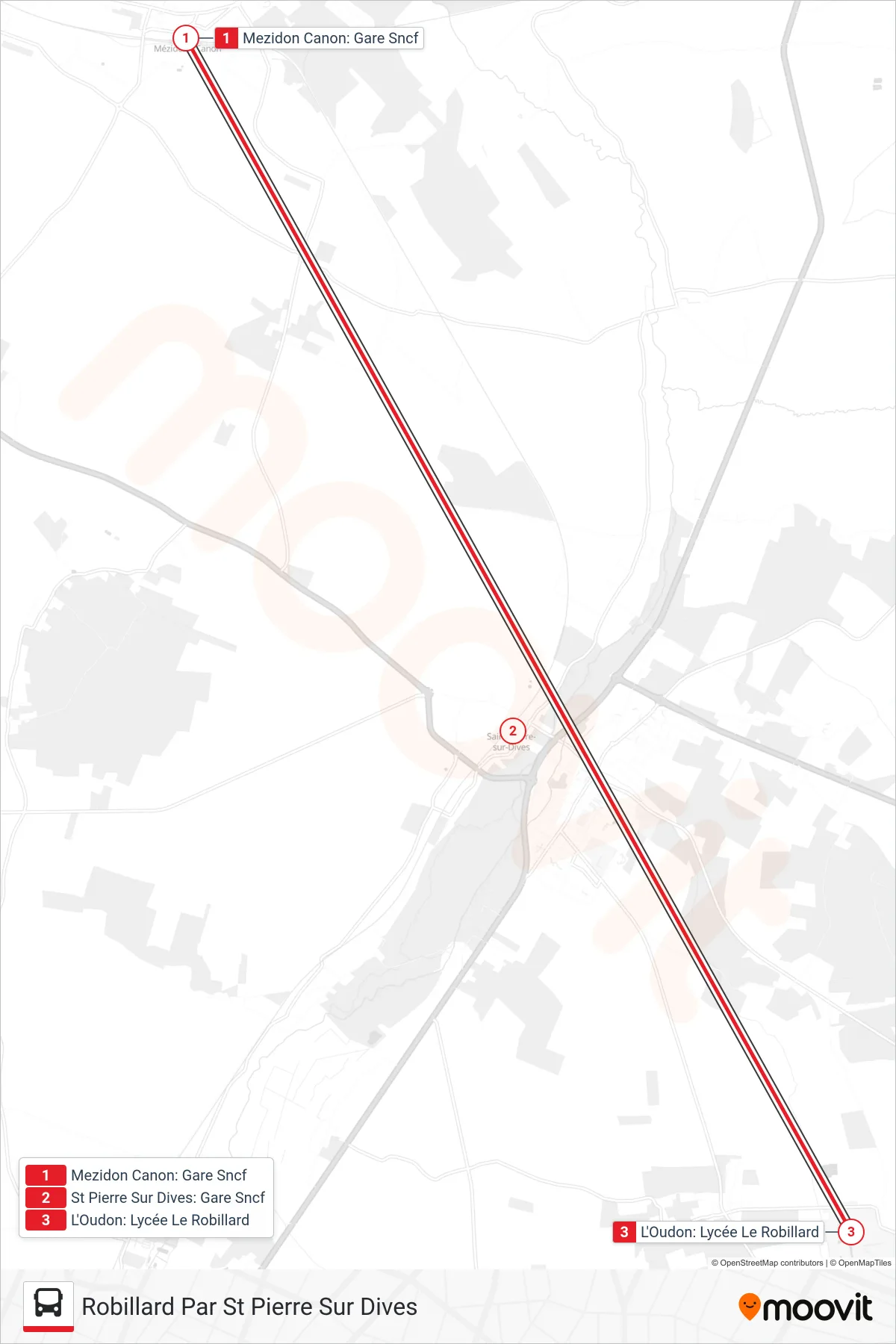 LIGNE 162 bus Line (Robillard Par St Pierre Sur Dives) route and stops on a map