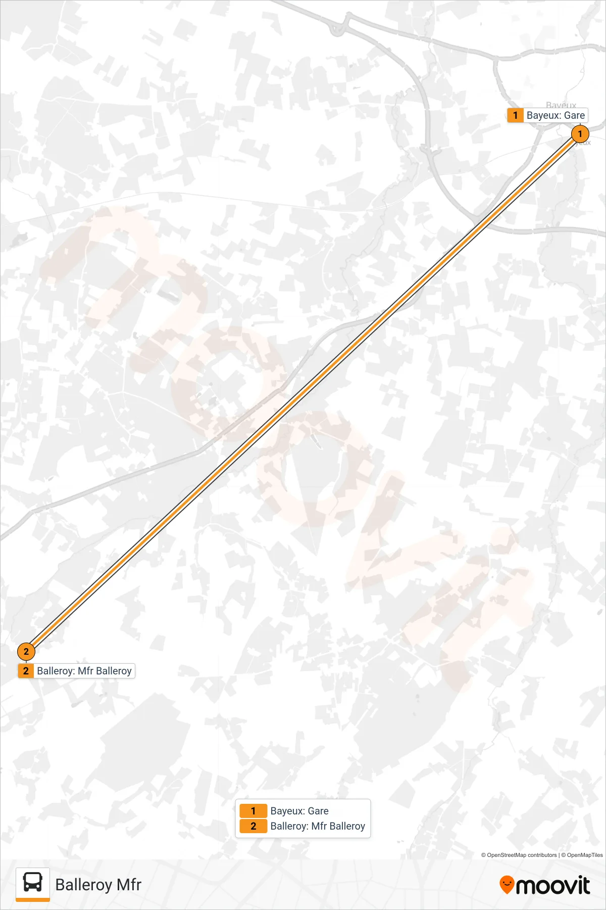 LIGNE 171 bus Line (Balleroy Mfr) route and stops on a map