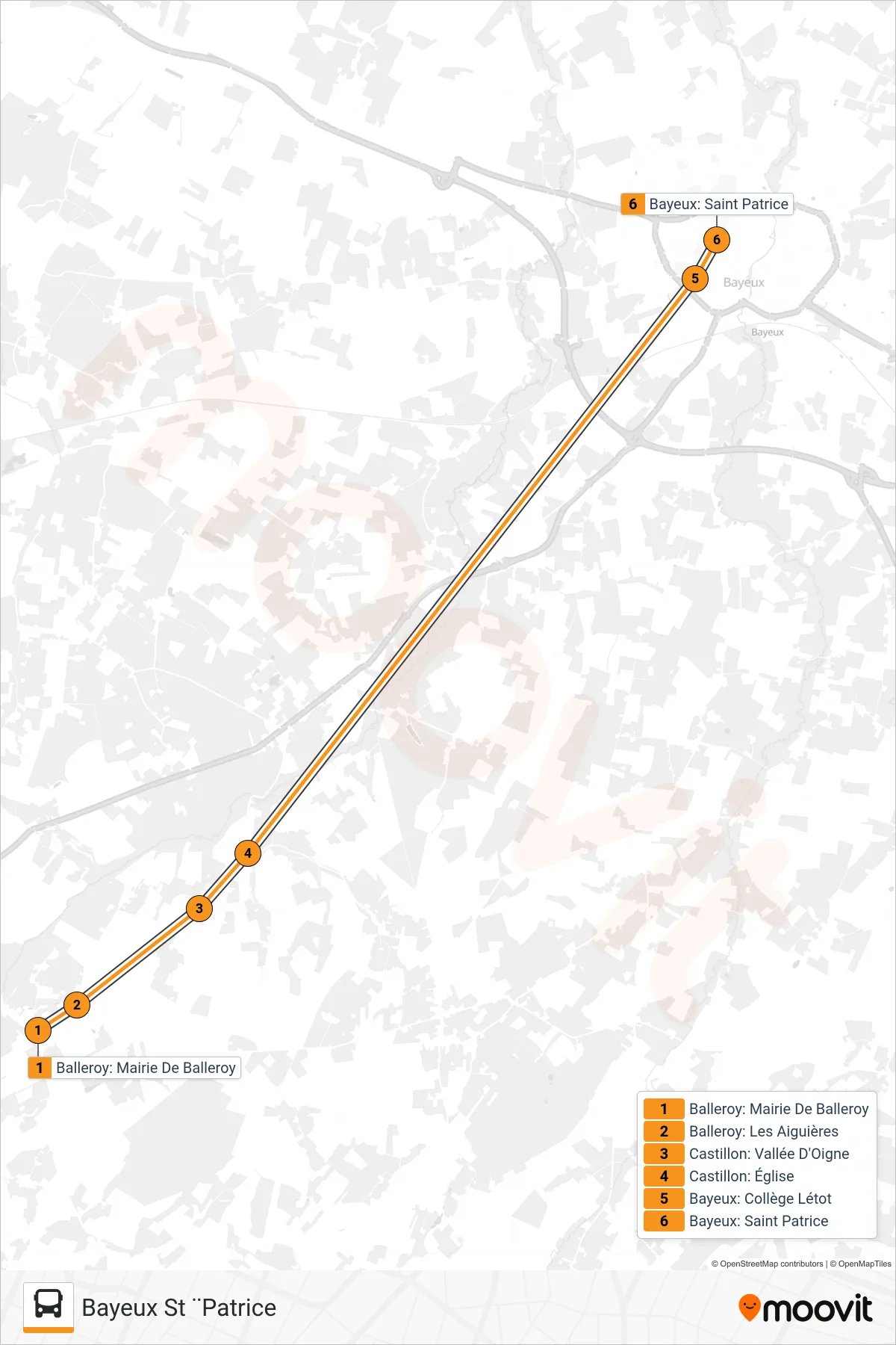 LIGNE 171 bus Line (Bayeux St ¨Patrice) route and stops on a map