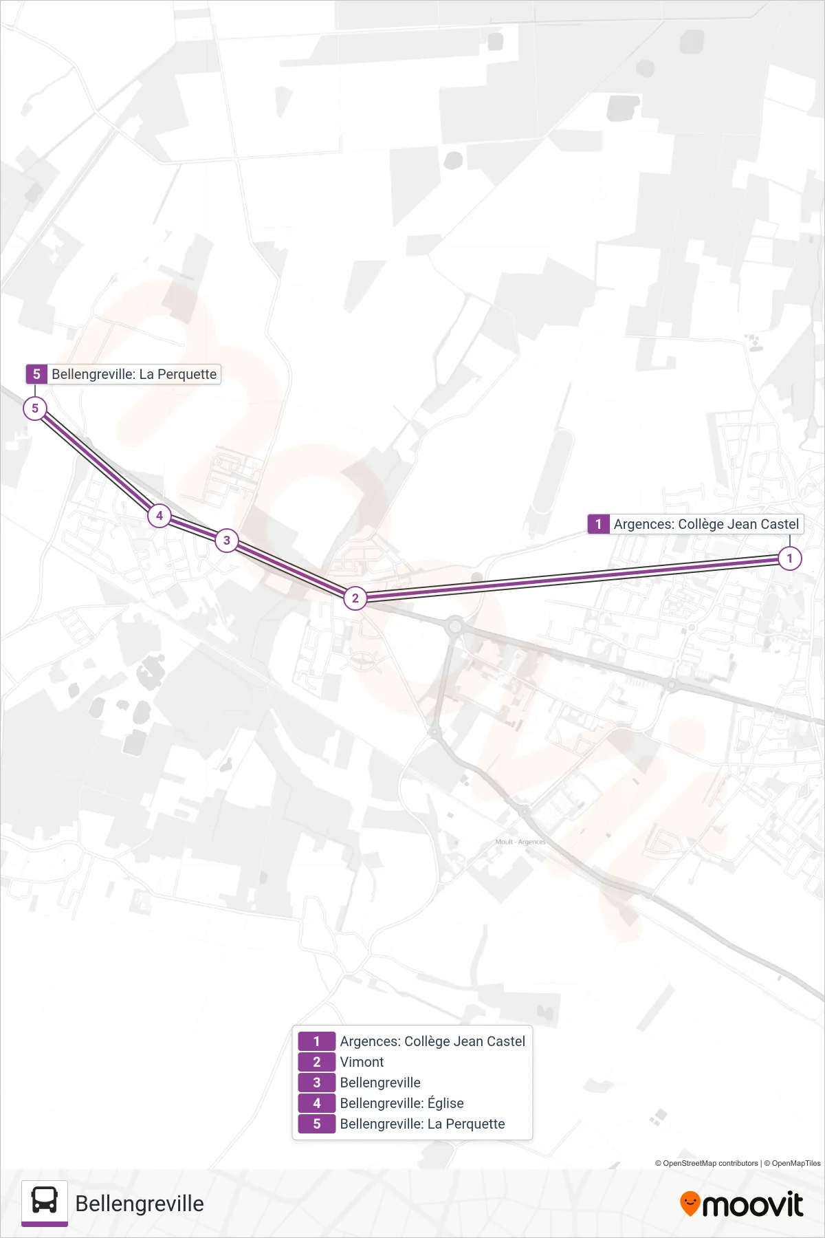 LIGNE 216 bus Line (Bellengreville) route and stops on a map