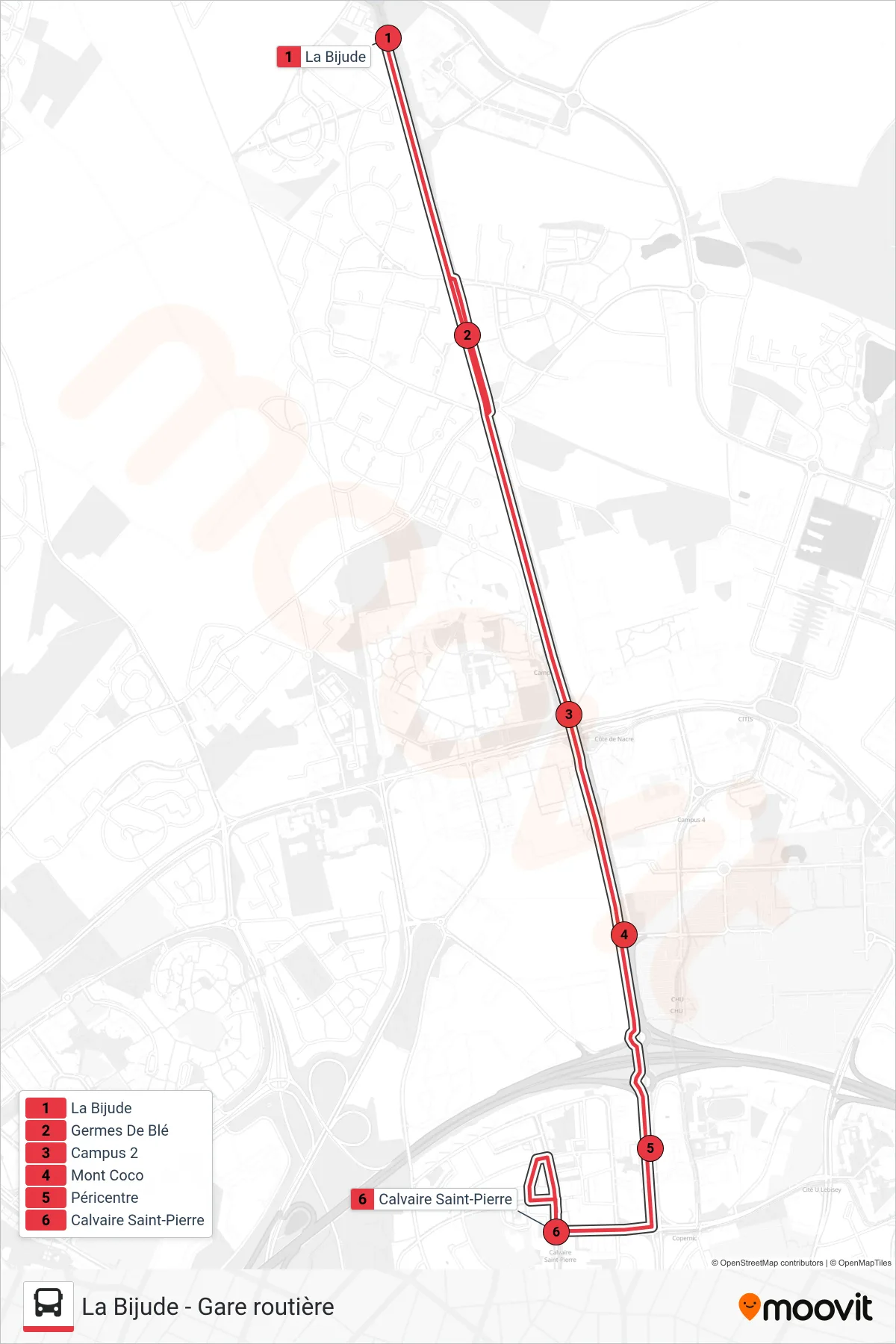 NOMAD 101 tram Line (Caen Calvaire Saint-Pierre) route and stops on a map