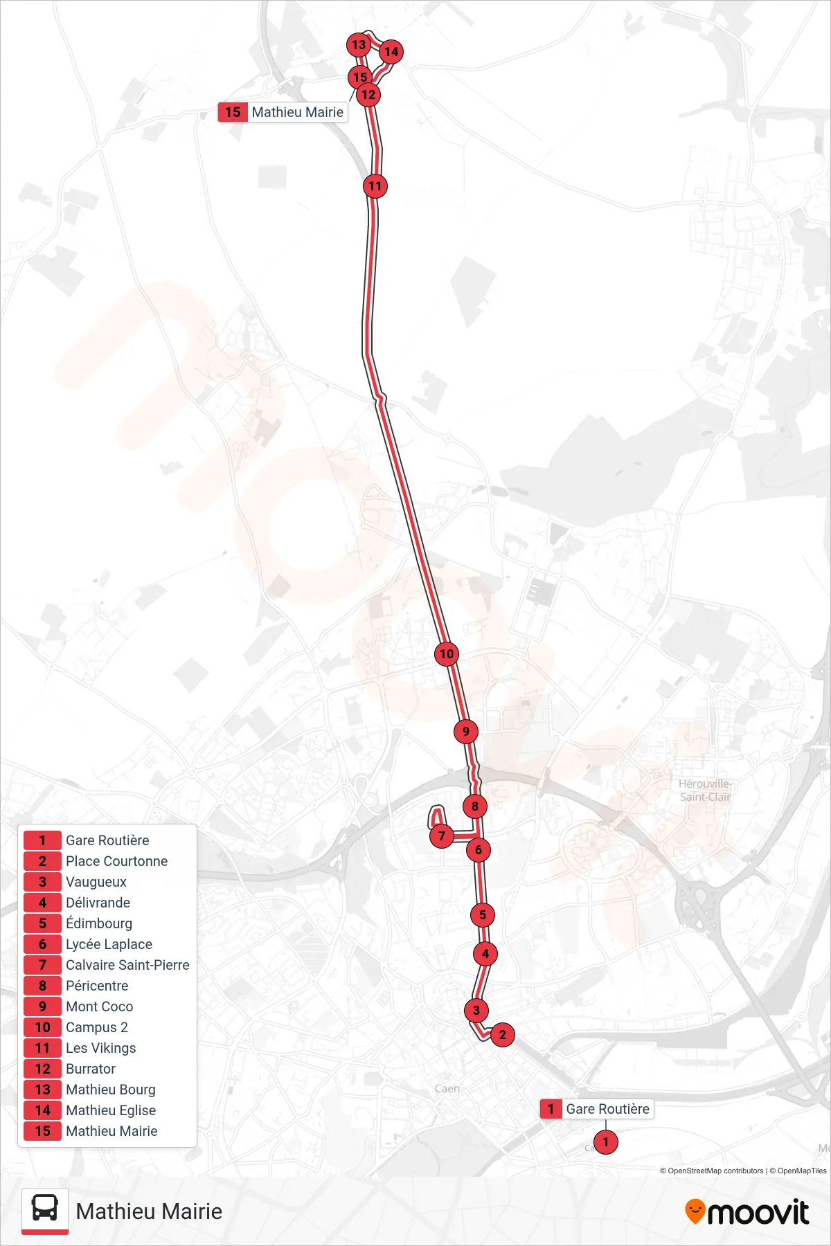 NOMAD 102 tram Line (Mathieu Mairie) route and stops on a map