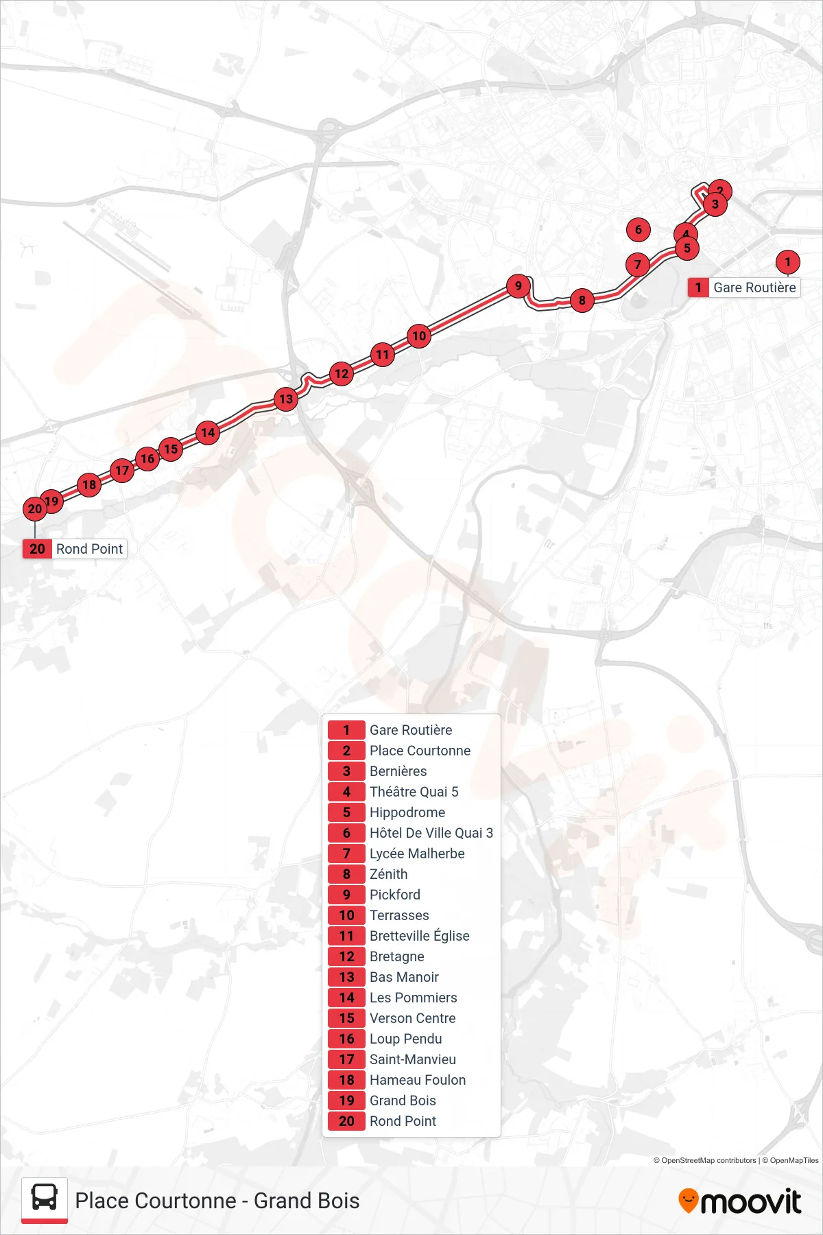 NOMAD 104 tram Line (Verson Grand Bois) route and stops on a map