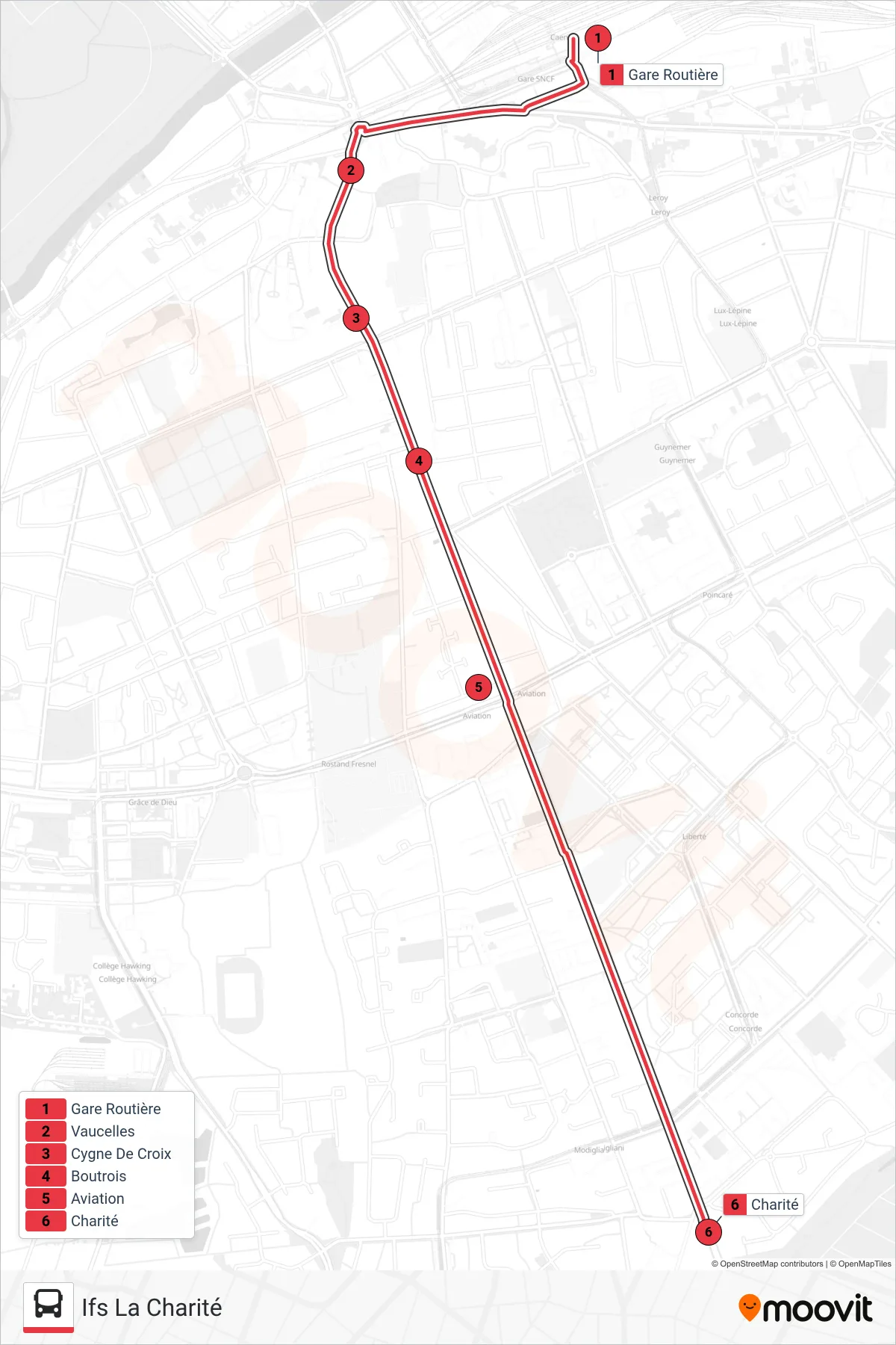NOMAD 118 tram Line (Ifs La Charité) route and stops on a map