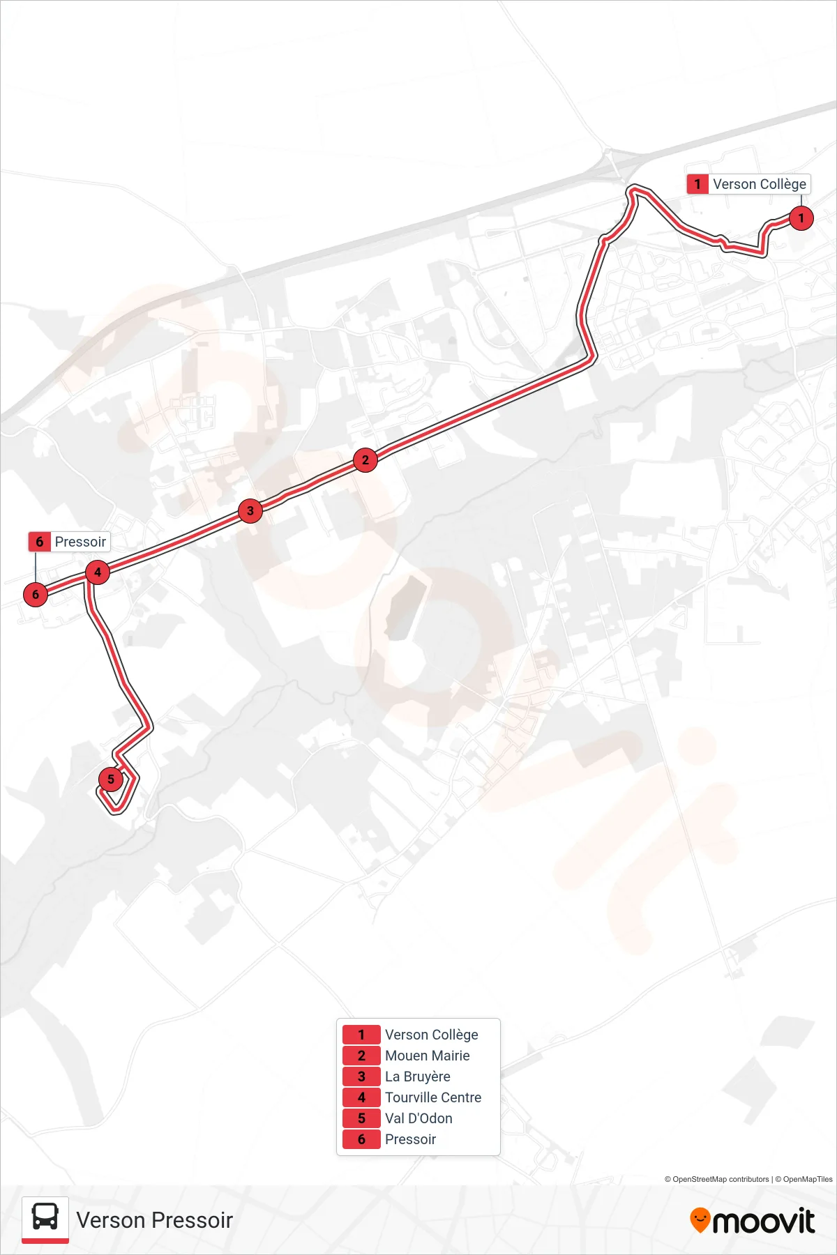 NOMAD 1801 tram Line (Verson Pressoir) route and stops on a map
