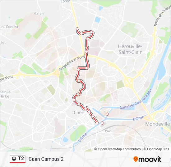 T2 Light Rail Line Map