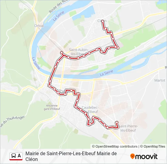 Plan de la ligne A de bus