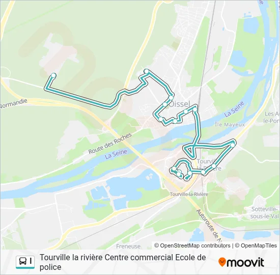 Plan de la ligne I de bus