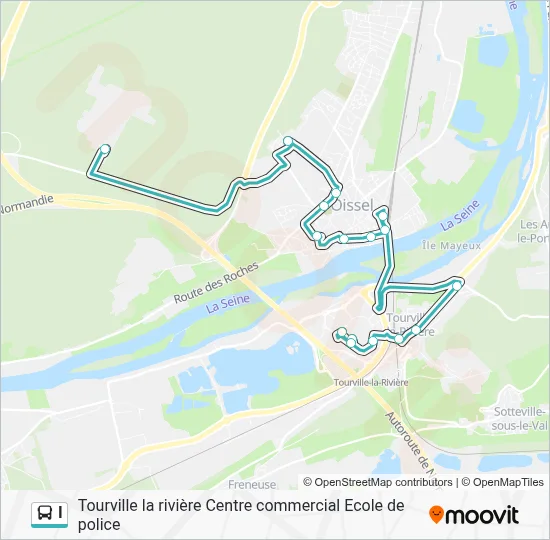 Plan de la ligne I de bus